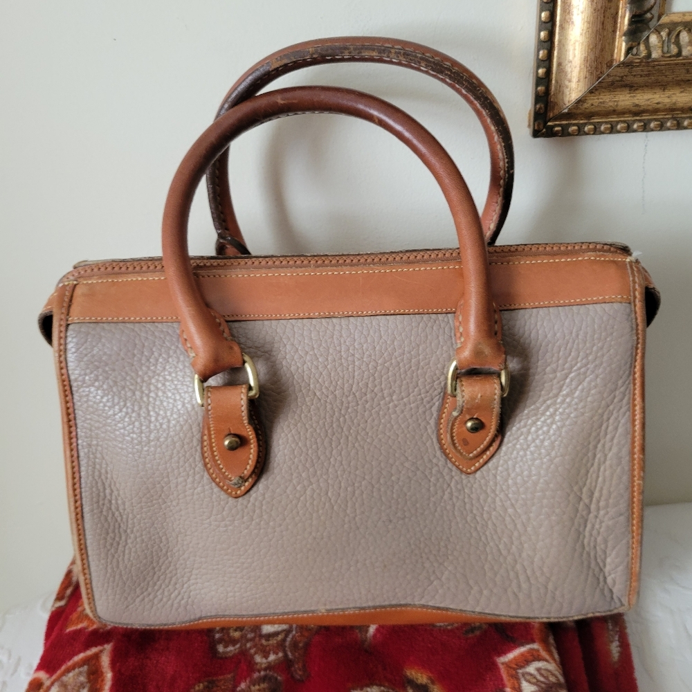 Vintage Dooney & Bourke all weather leather satchel purse 1990 with duck logo. - Picture 10 of 12